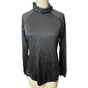 Moret Ultra Black Gold Stripe Turtleneck Athletic Layer Top Women's Size M